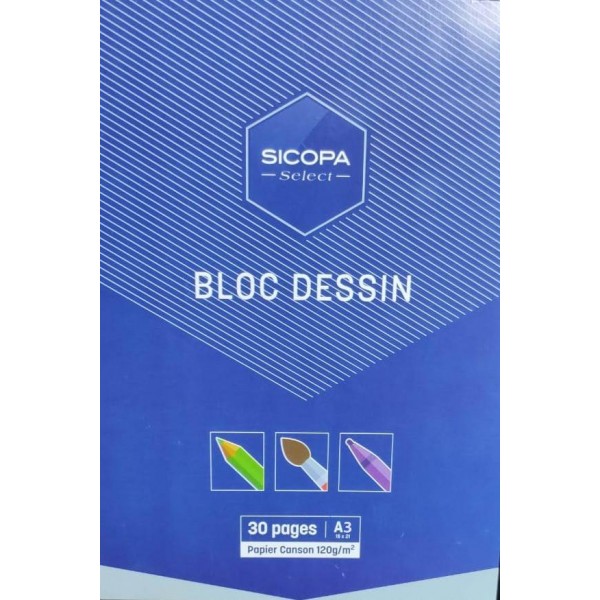Bloc Dessin Scopa A3 30 pages 120g/m²